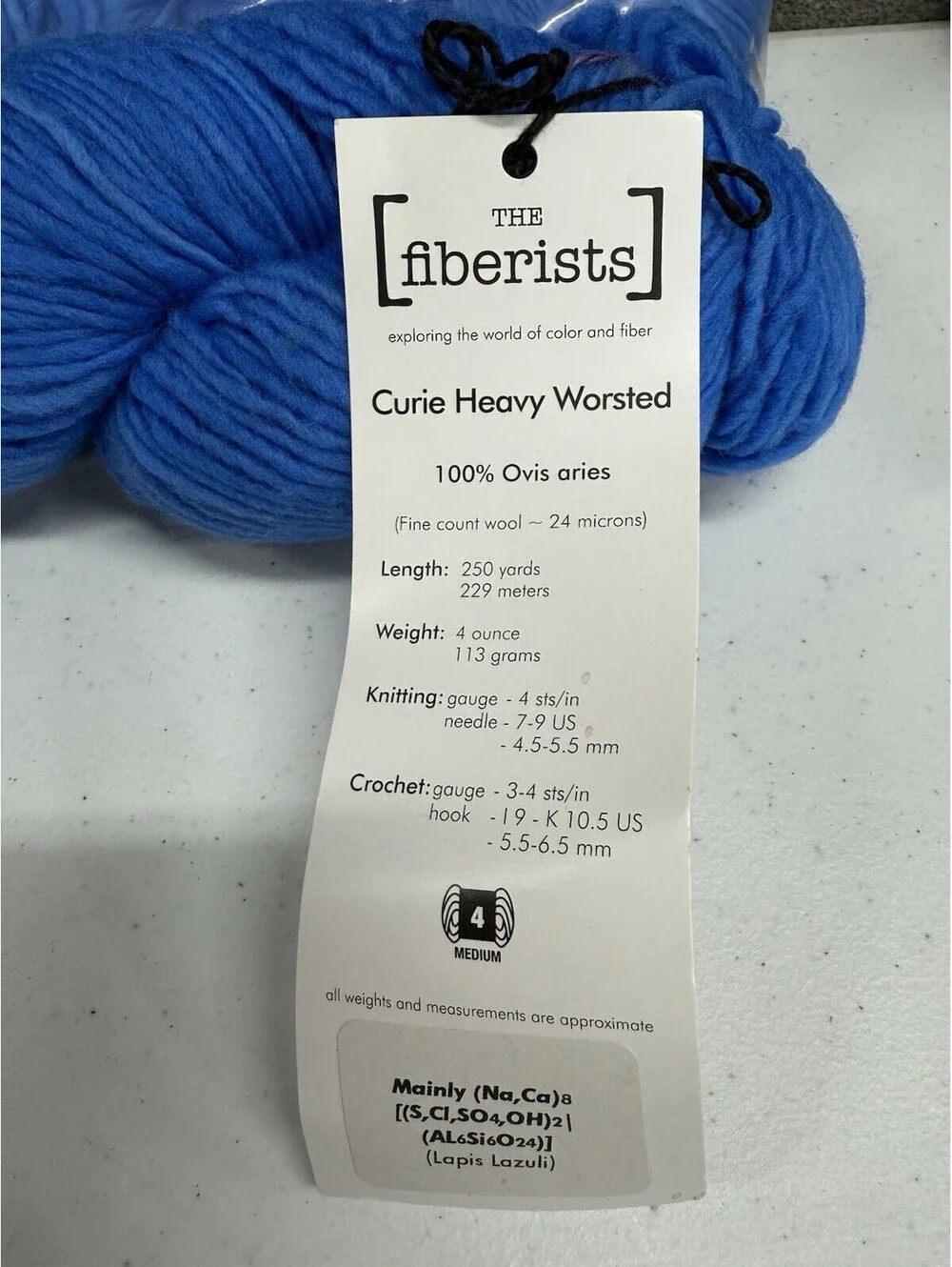 The Fiberists Curie Heavy Worsted 100% Ovis Aries Yarn Mixed Blues 4 Skein Lot